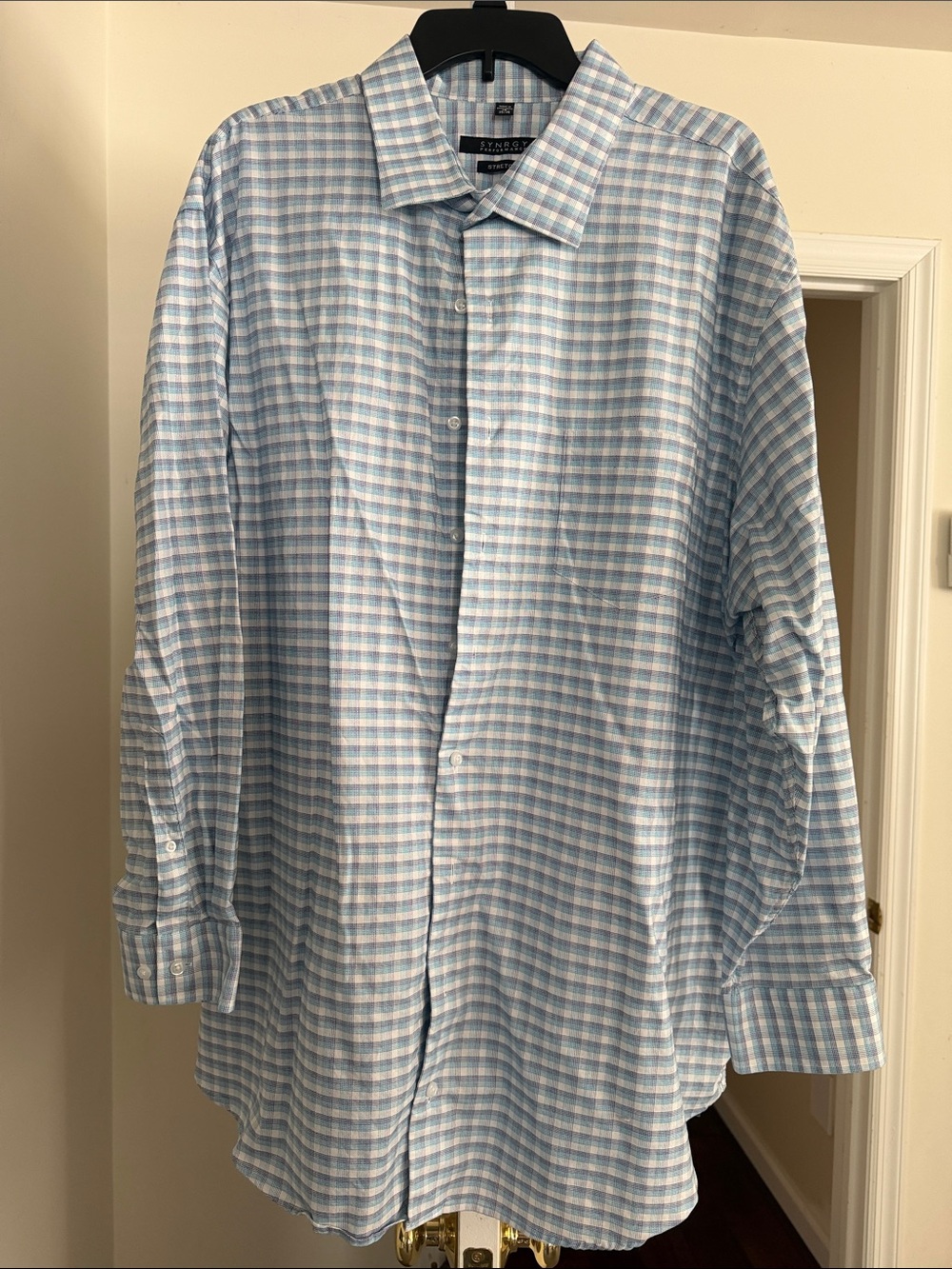 Synergy Performance Light Blue Gingham Dress Shirt